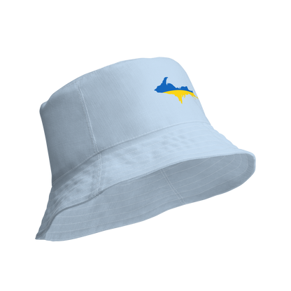 Michigan Upper Peninsula Bucket Hat (w/ UP Ukraine Flag) | Reversible - Light Blue