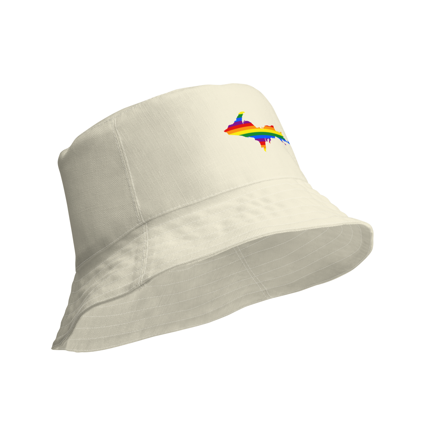 Michigan Upper Peninsula Bucket Hat (w/ UP Pride Flag) | Reversible - Ivory White