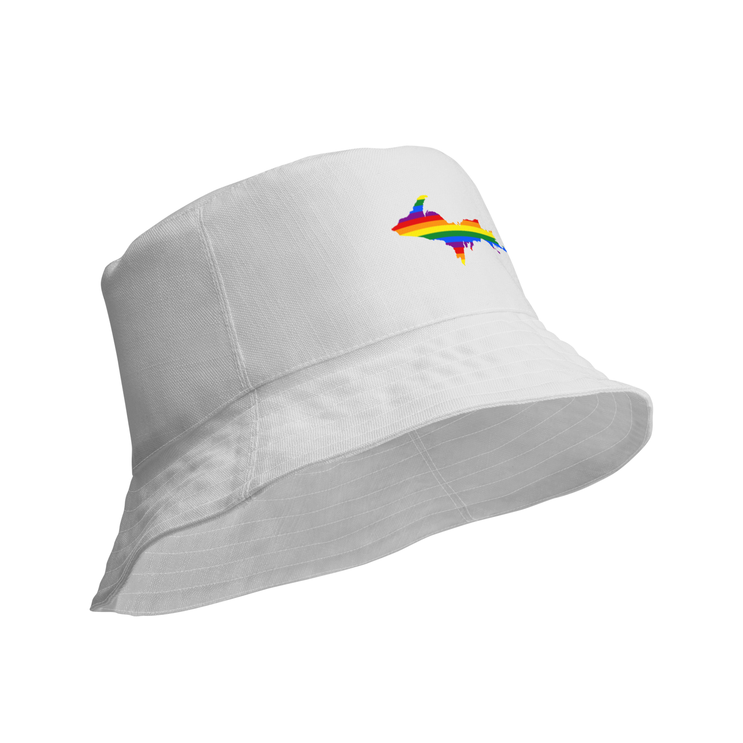 Michigan Upper Peninsula Bucket Hat (w/ UP Pride Flag) | Reversible - Birch Bark White