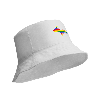 Michigan Upper Peninsula Bucket Hat (w/ UP Pride Flag) | Reversible - Birch Bark White