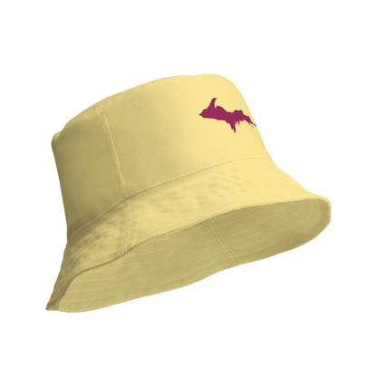 Michigan Upper Peninsula Bucket Hat (w/ Ruby Red UP Outline) | Reversible - Cherry Yellow