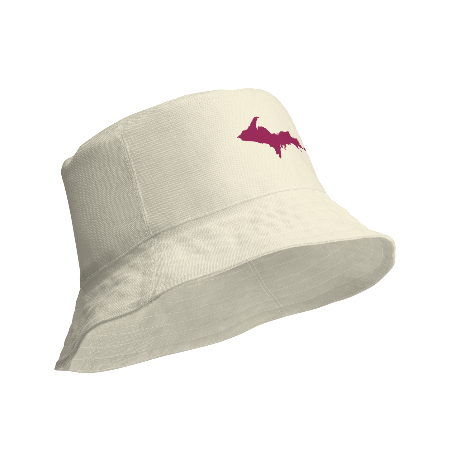 Michigan Upper Peninsula Bucket Hat (w/ Ruby Red UP Outline) | Reversible - Ivory White