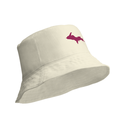 Michigan Upper Peninsula Bucket Hat (w/ Ruby Red UP Outline) | Reversible - Ivory White