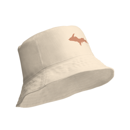 Michigan Upper Peninsula Bucket Hat (w/ Copper UP Outline) | Reversible - Champagne White