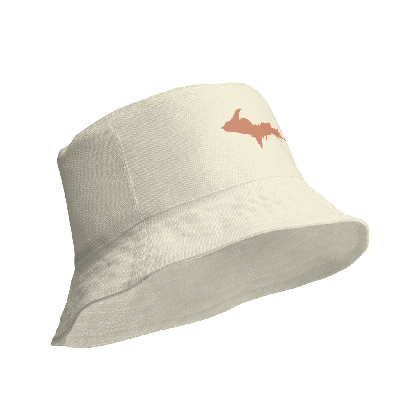 Michigan Upper Peninsula Bucket Hat (w/ Copper UP Outline) | Reversible - Ivory White