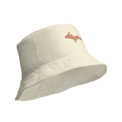 Michigan Upper Peninsula Bucket Hat (w/ Copper UP Outline) | Reversible - Ivory White