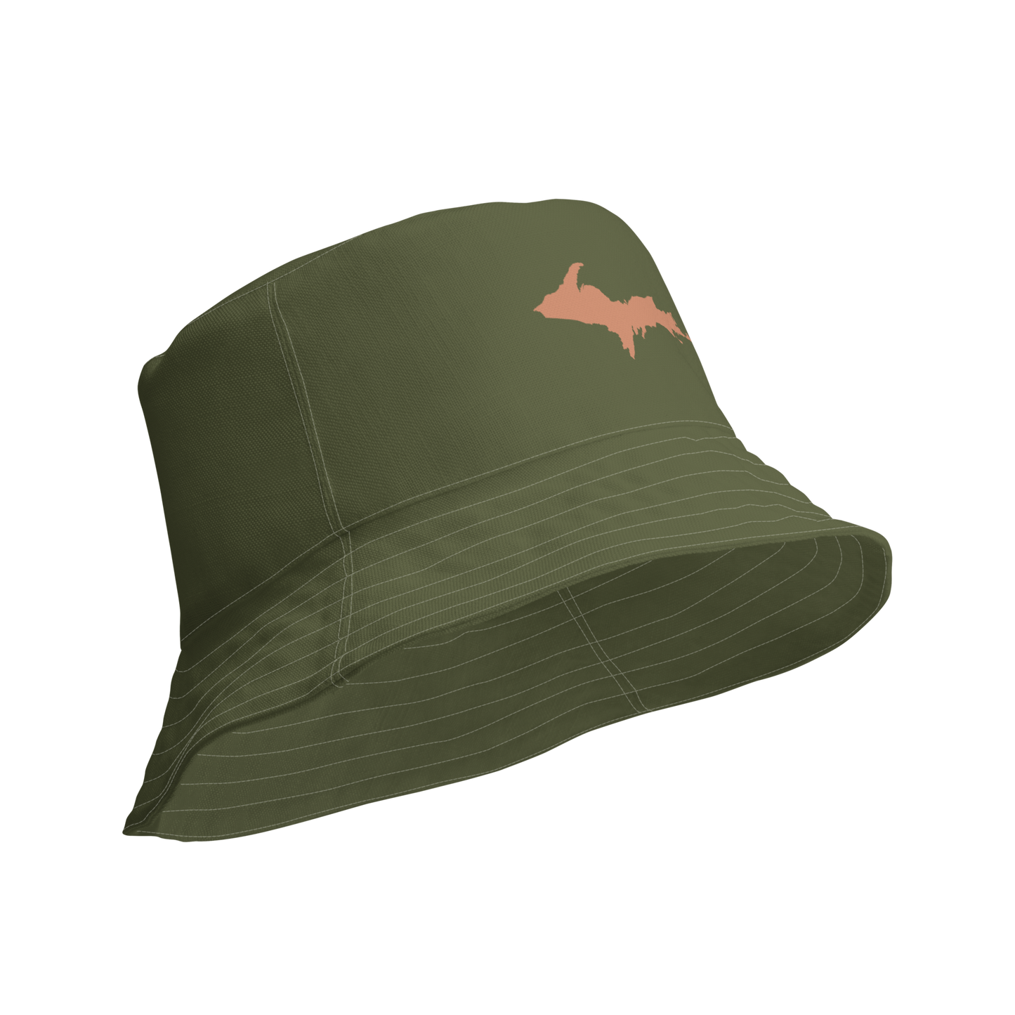 Michigan Upper Peninsula Bucket Hat (w/ Copper UP Outline) | Reversible - Army Green