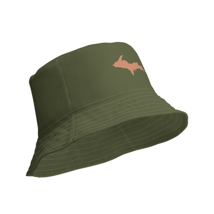 Michigan Upper Peninsula Bucket Hat (w/ Copper UP Outline) | Reversible - Army Green