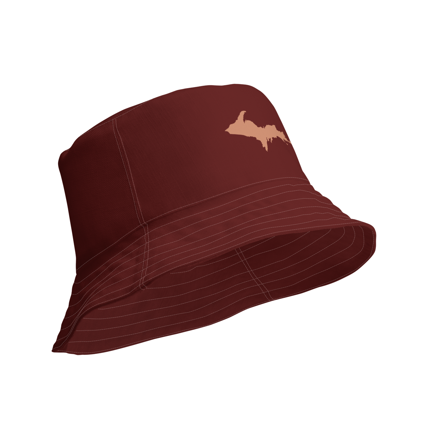 Michigan Upper Peninsula Bucket Hat (w/ Copper UP Outline) | Reversible - Cherrywood Color