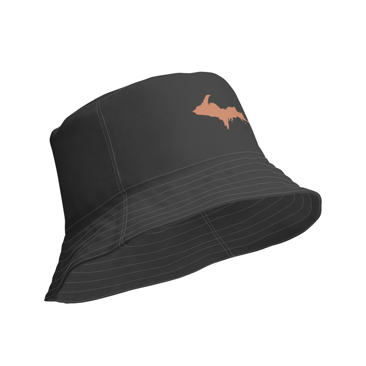 Michigan Upper Peninsula Bucket Hat (w/ Copper UP Outline) | Reversible - Iron Ore Grey