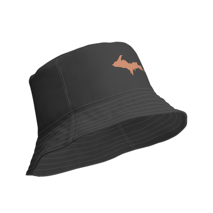 Michigan Upper Peninsula Bucket Hat (w/ Copper UP Outline) | Reversible - Iron Ore Grey