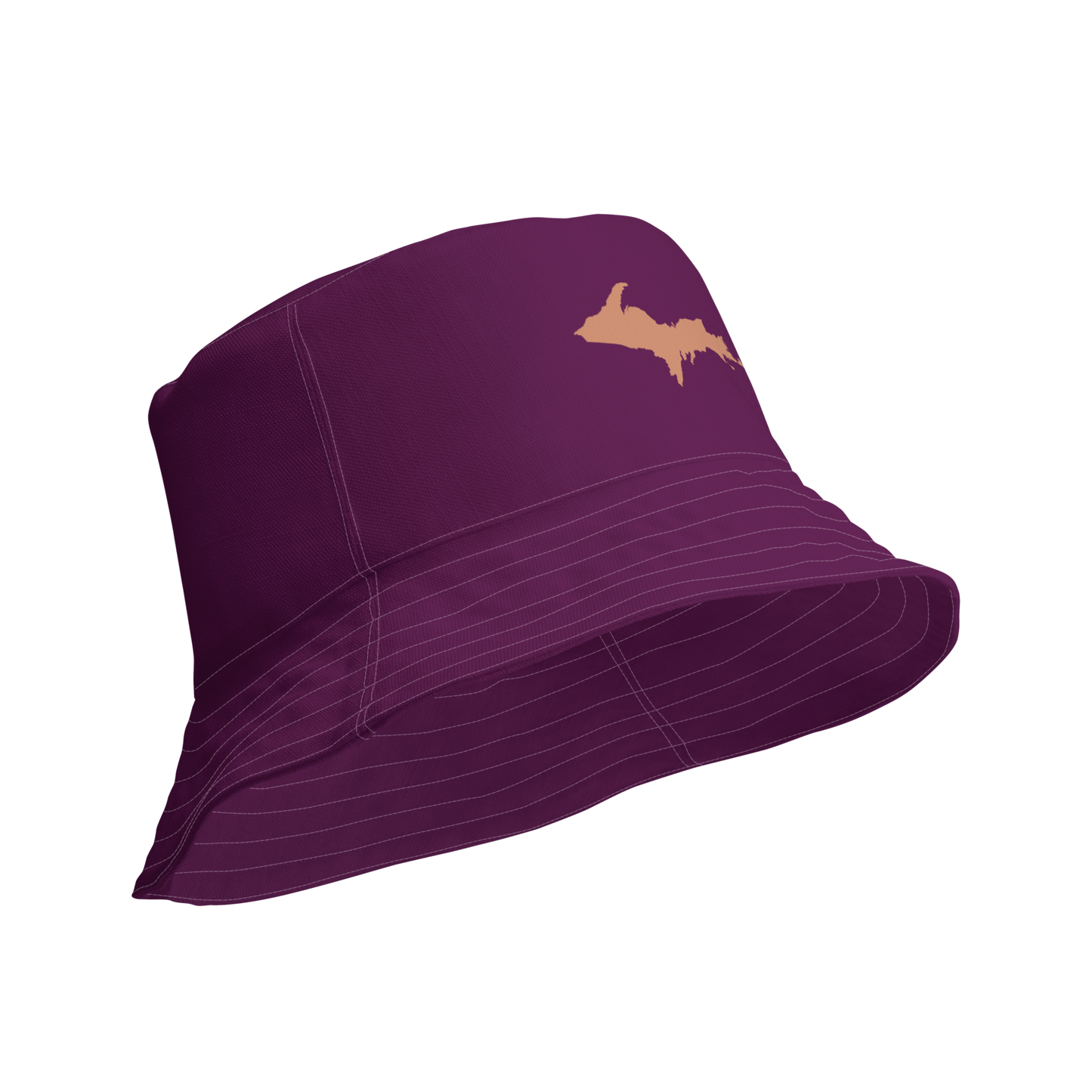 Michigan Upper Peninsula Bucket Hat (w/ Copper UP Outline) | Reversible - Tyrian Purple