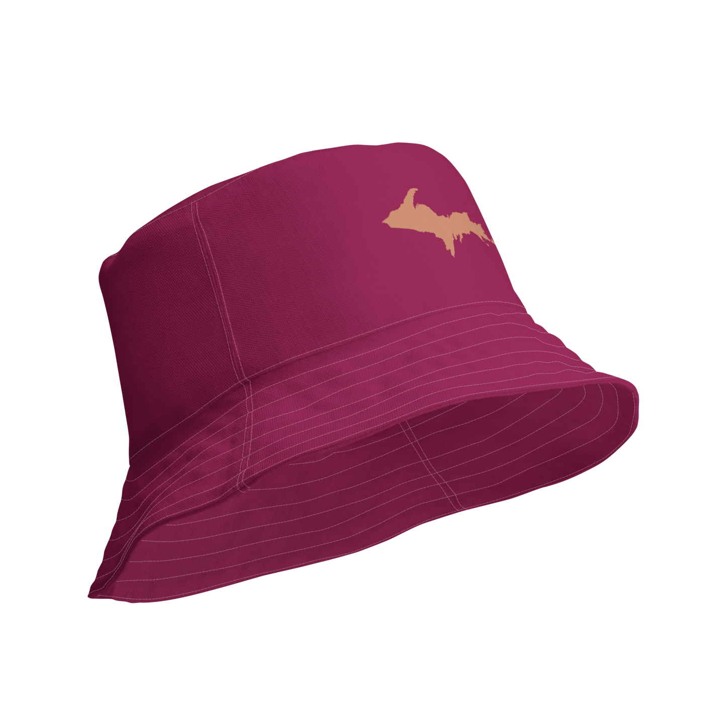 Michigan Upper Peninsula Bucket Hat (w/ Copper UP Outline) | Reversible - Ruby Red