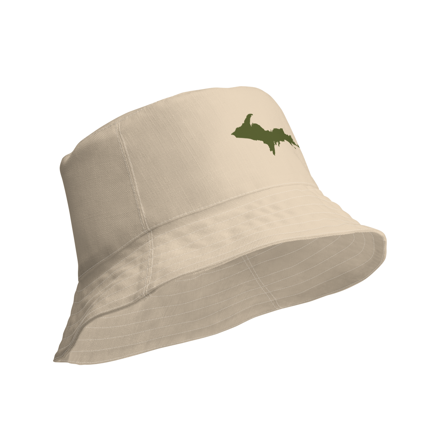 Michigan Upper Peninsula Bucket Hat (w/ Army Green UP Outline) | Reversible - Canvas Color