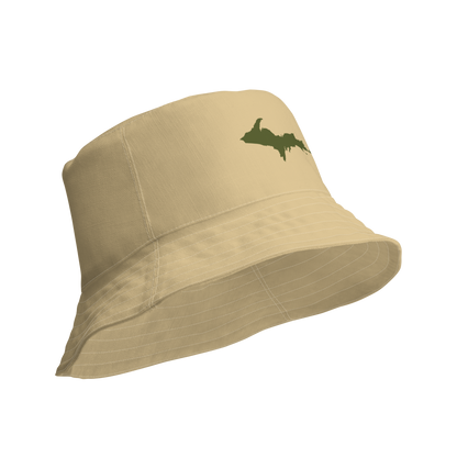 Michigan Upper Peninsula Bucket Hat (w/ Army Green UP Outline) | Reversible - Maple Color