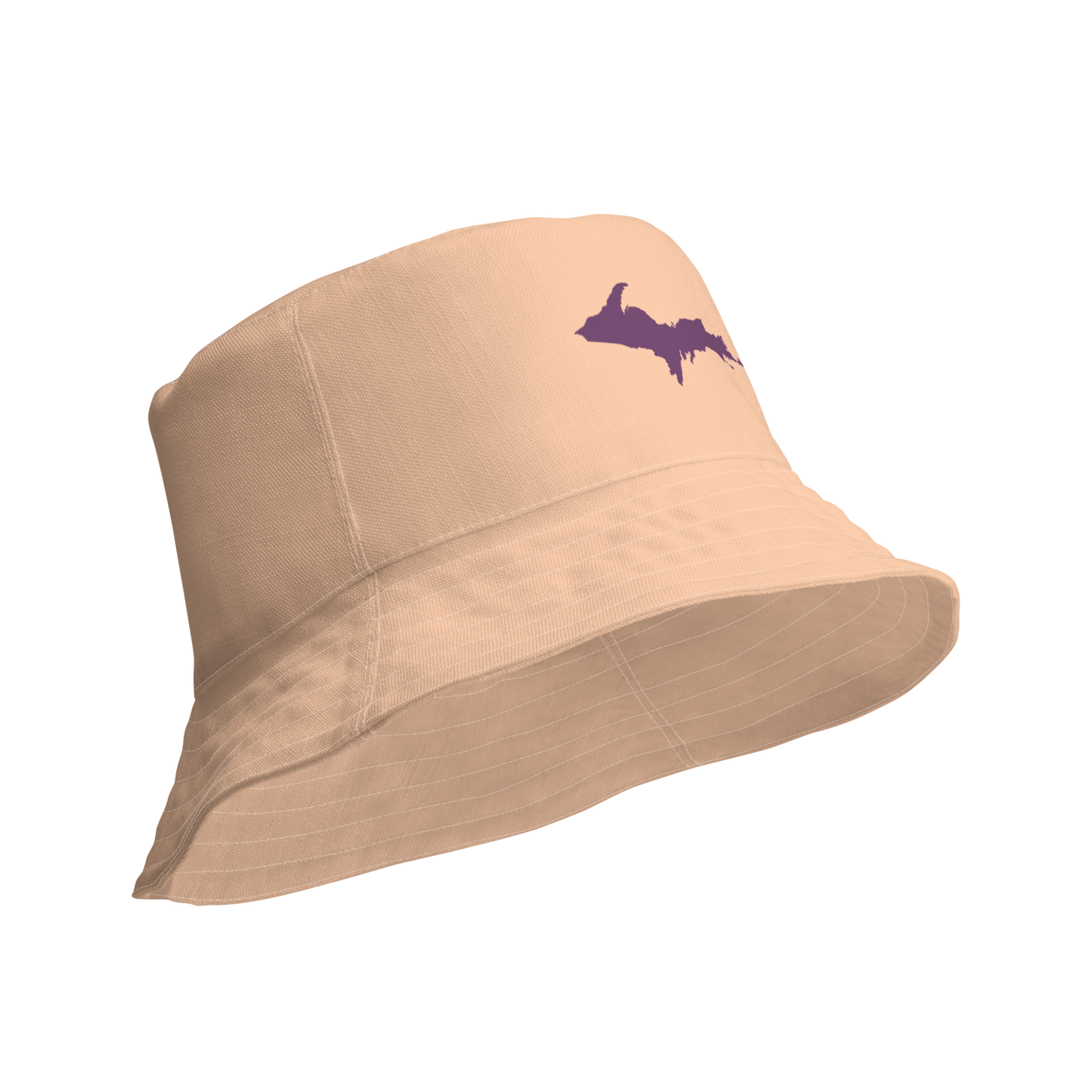 Michigan Upper Peninsula Bucket Hat (w/ Plum UP Outline) | Reversible - Peach Color