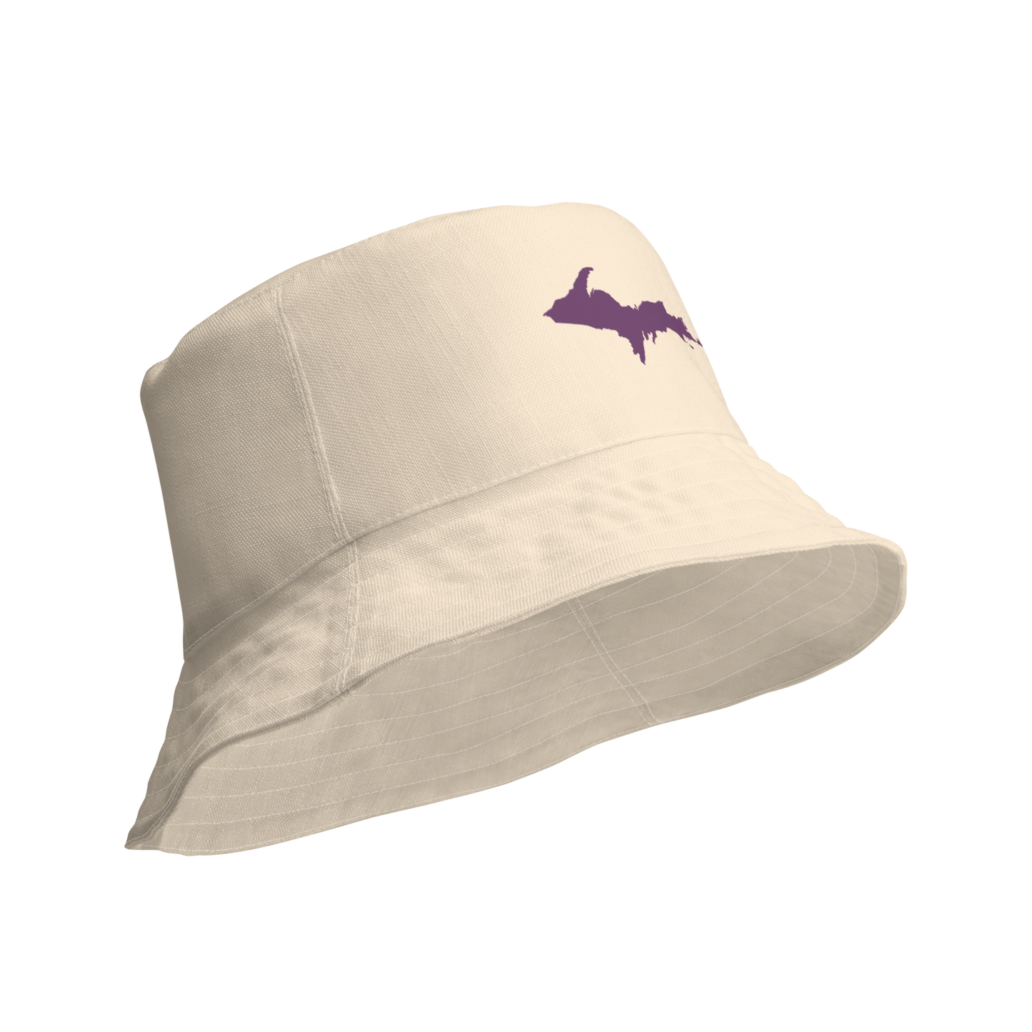 Michigan Upper Peninsula Bucket Hat (w/ Plum UP Outline) | Reversible - Champagne White