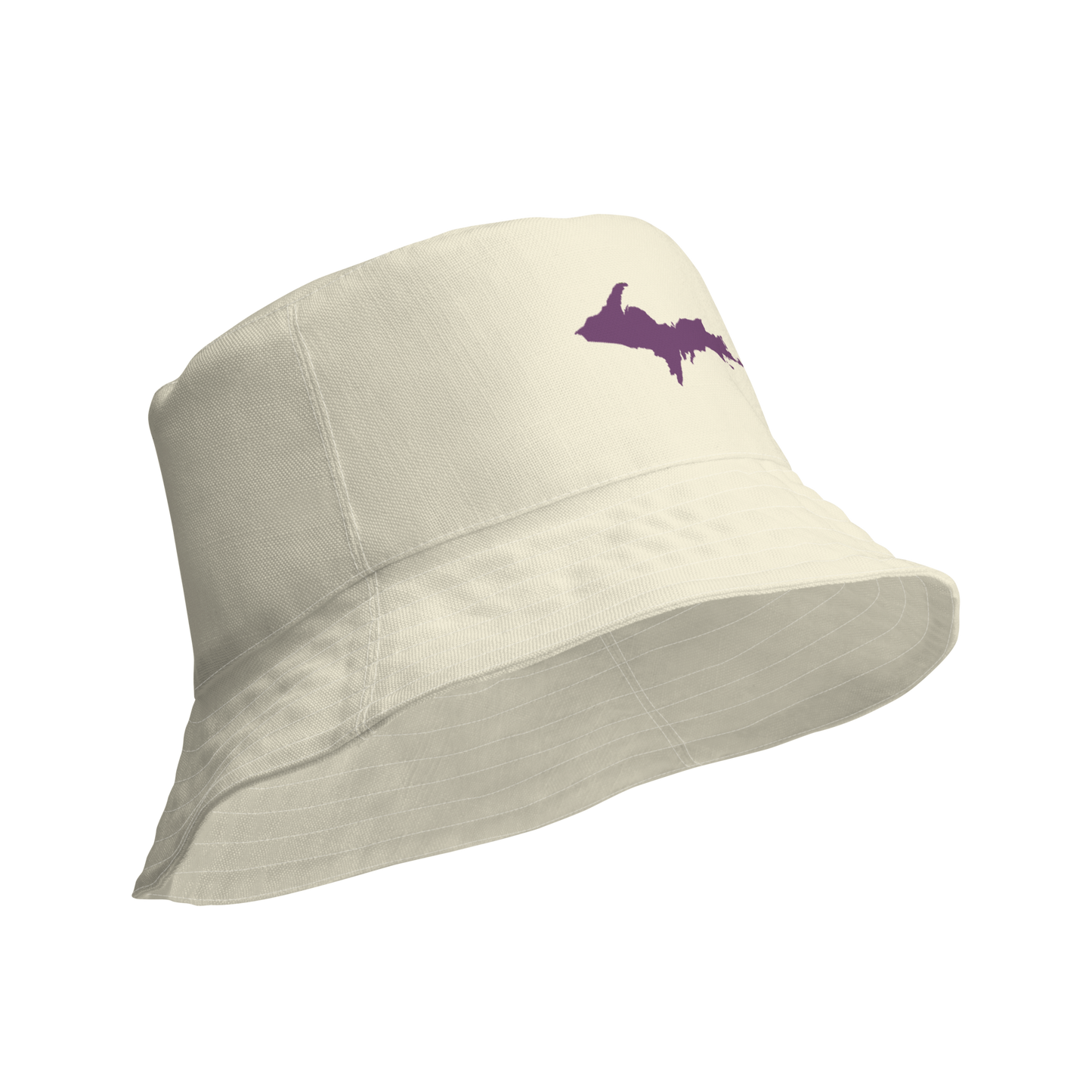 Michigan Upper Peninsula Bucket Hat (w/ Plum UP Outline) | Reversible - Ivory White