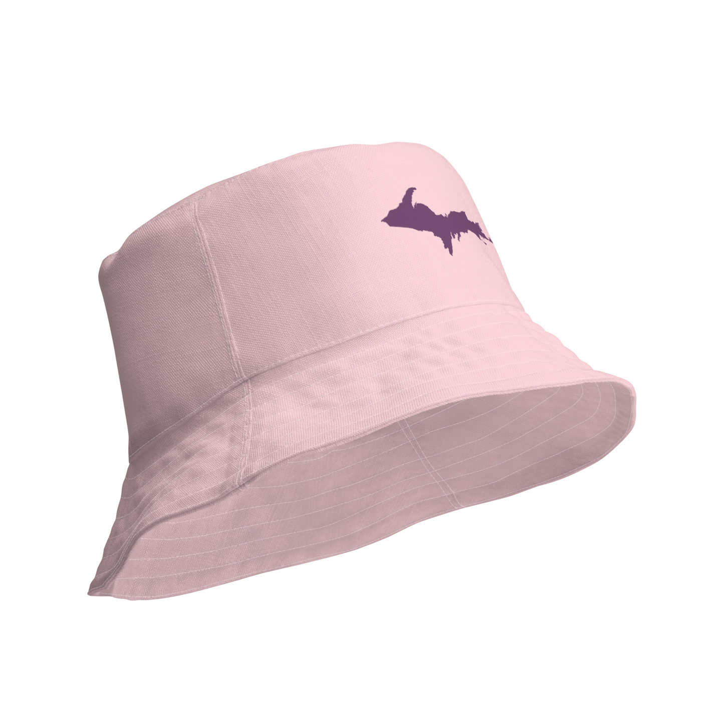 Michigan Upper Peninsula Bucket Hat (w/ Plum UP Outline) | Reversible - Pale Pink