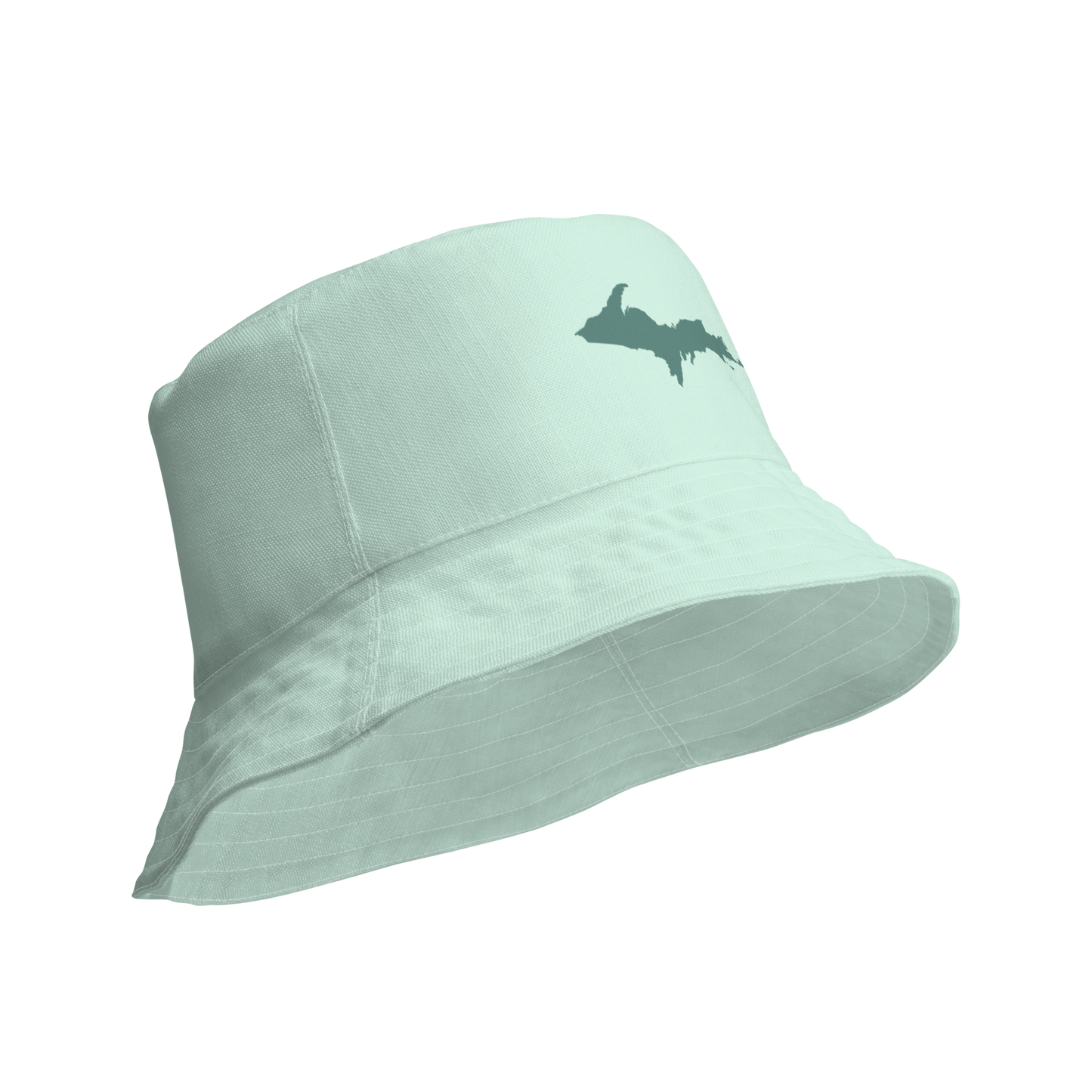 Michigan Upper Peninsula Bucket Hat (w/ Copper Green UP Outline) | Reversible - Sea Green