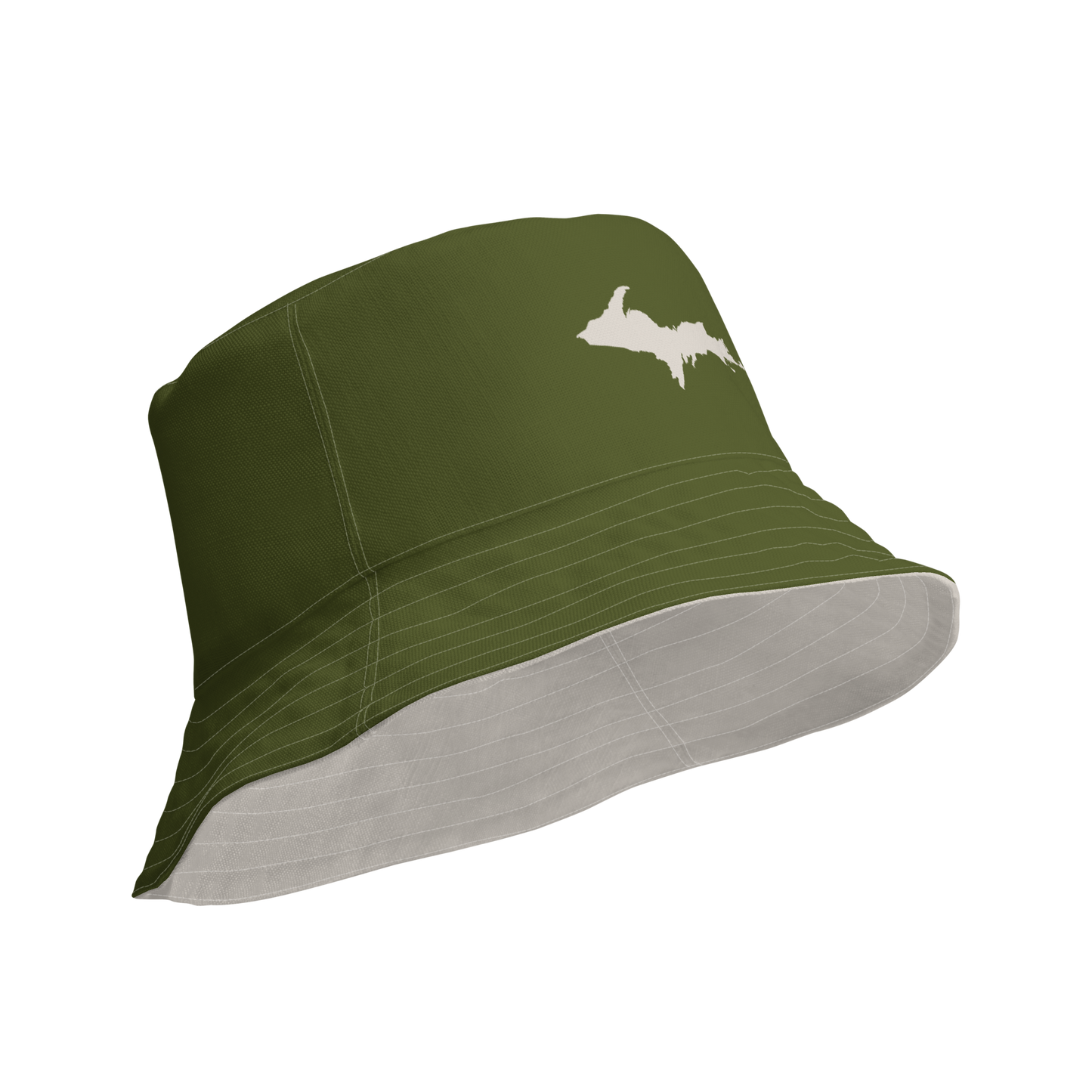 Michigan Upper Peninsula Bucket Hat | Reversible - Army Green/Canvas Color