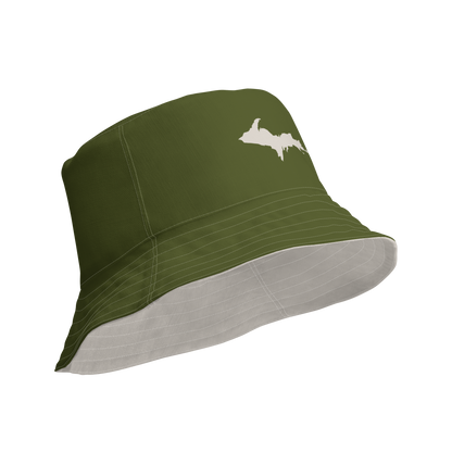 Michigan Upper Peninsula Bucket Hat | Reversible - Army Green/Canvas Color