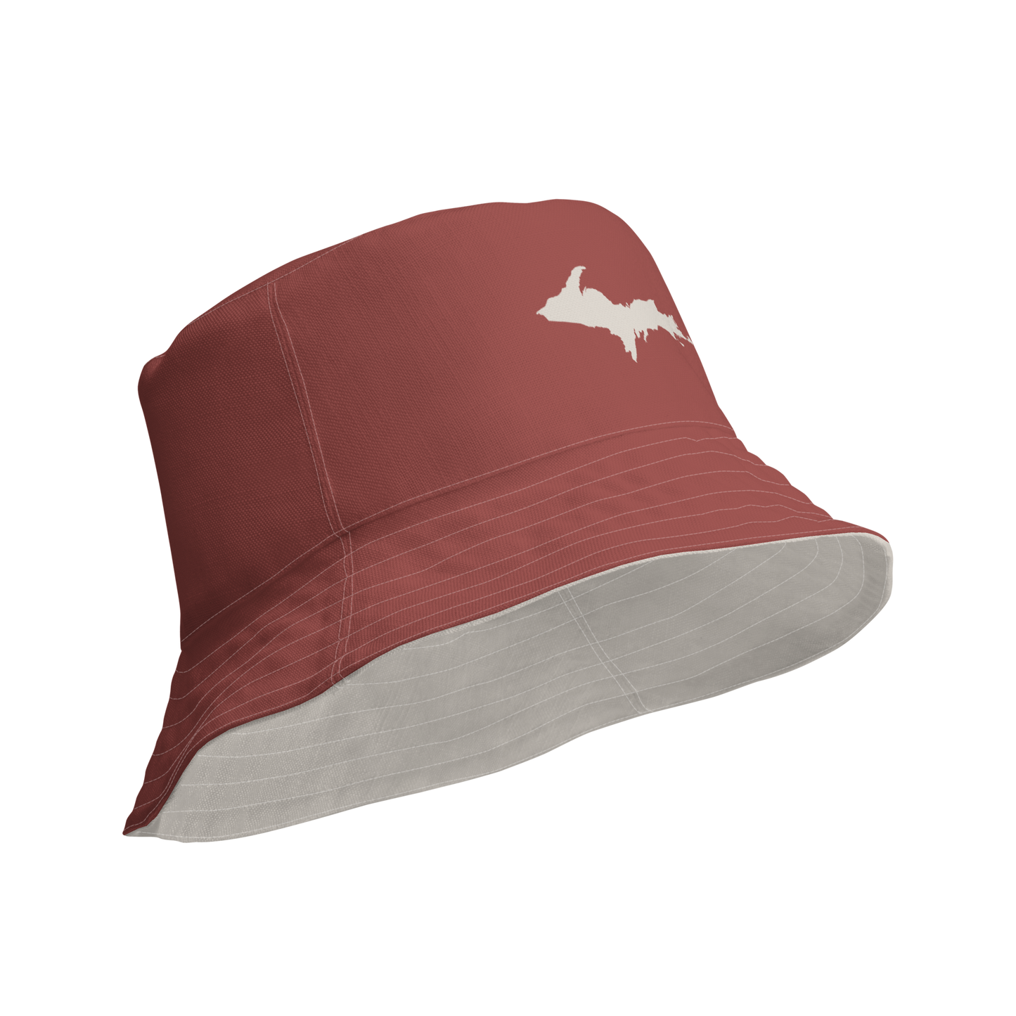 Michigan Upper Peninsula Bucket Hat | Reversible - Ore Dock Red/Canvas Color