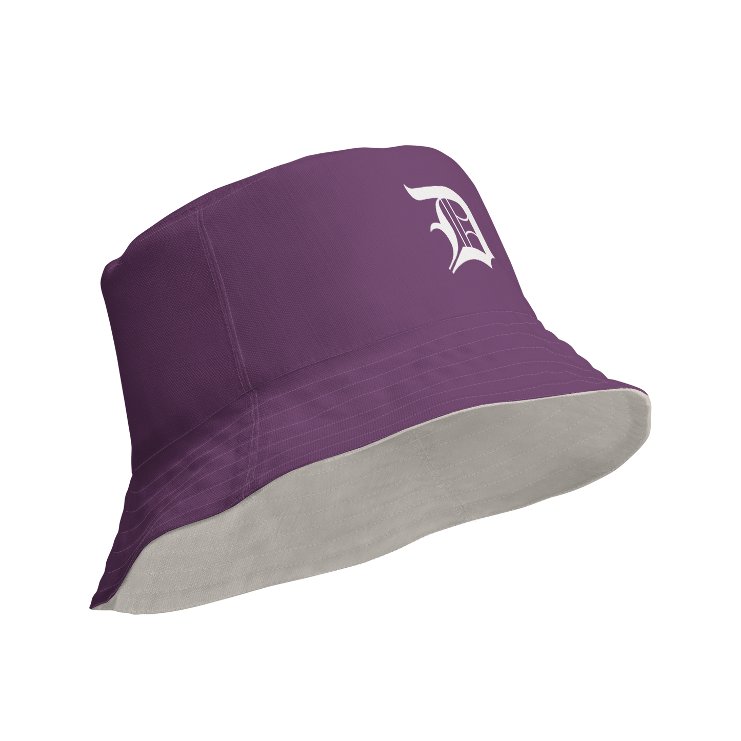 Detroit 'Old English D' Bucket Hat | Reversible - Plum/Canvas Color