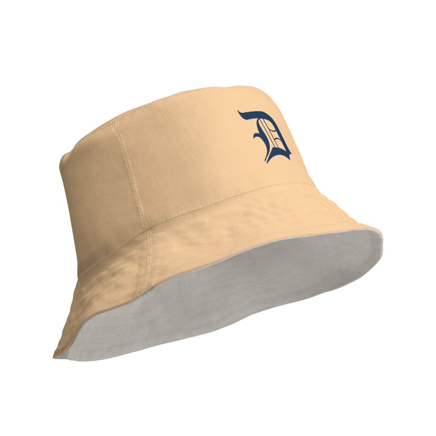 Detroit 'Old English D' Bucket Hat | Reversible - Pale Apricot/Canvas Color