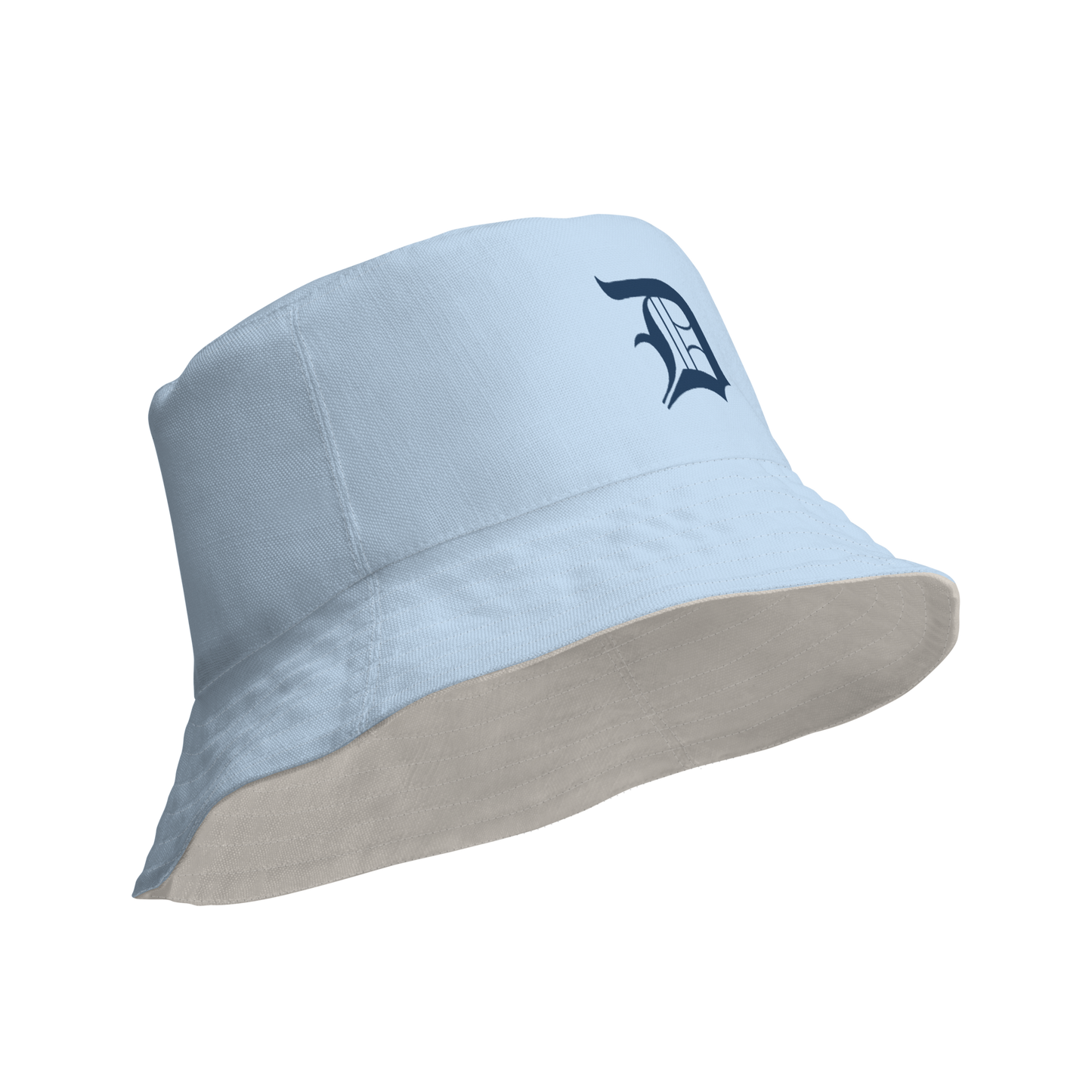 Detroit 'Old English D' Bucket Hat | Reversible - Light Blue/Canvas Color