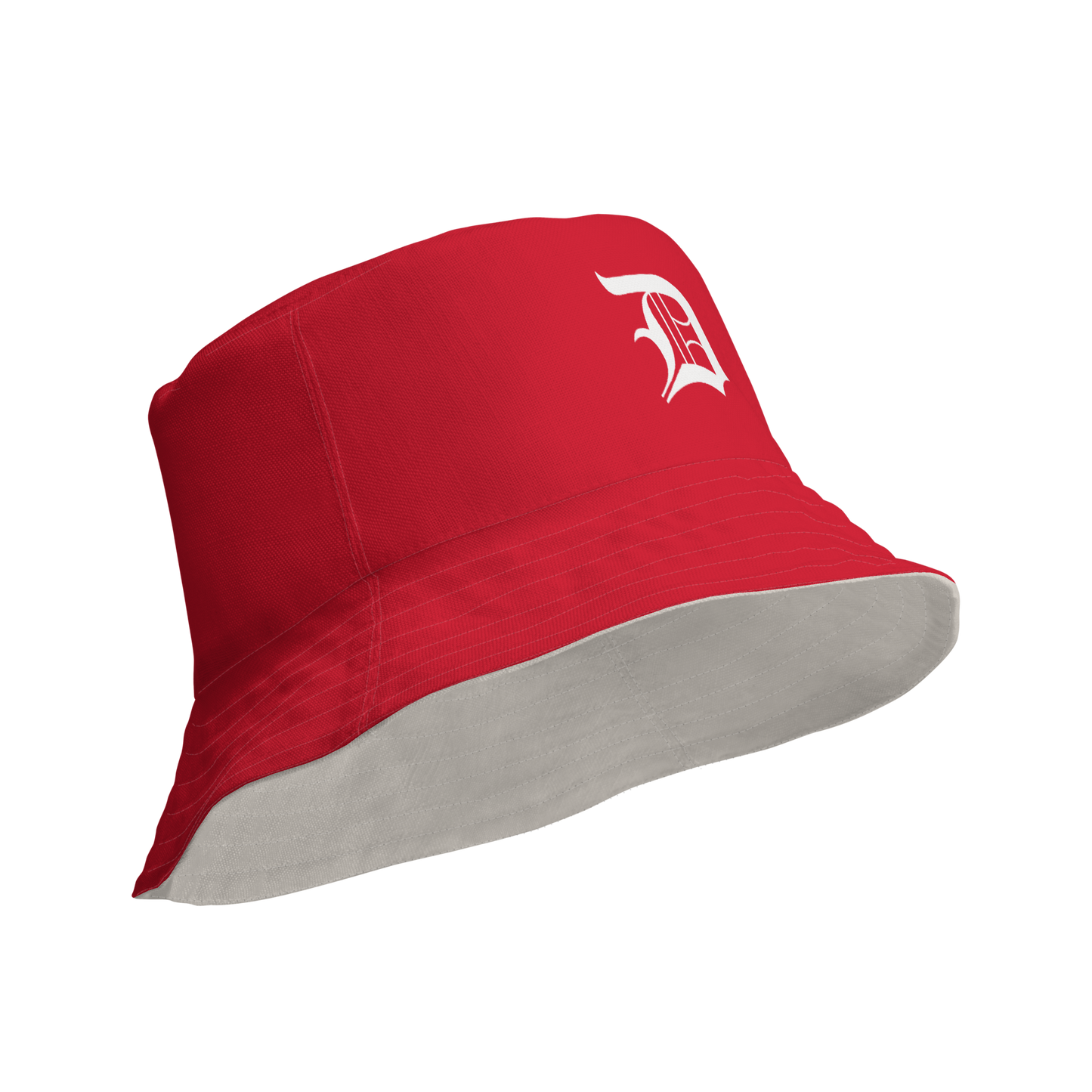 Detroit 'Old English D' Bucket Hat | Reversible - Aliform Red/Canvas Color