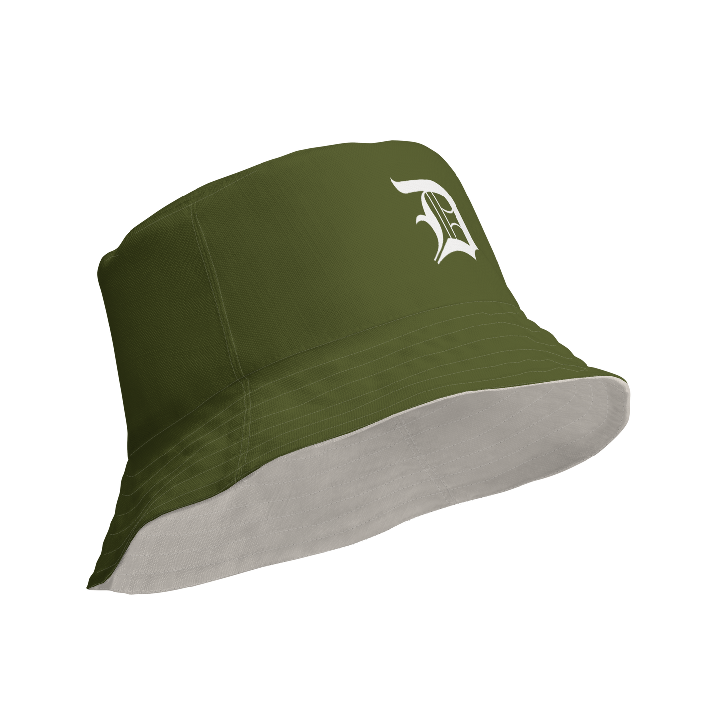 Detroit 'Old English D' Bucket Hat | Reversible - Army Green