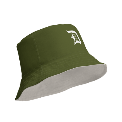 Detroit 'Old English D' Bucket Hat | Reversible - Army Green