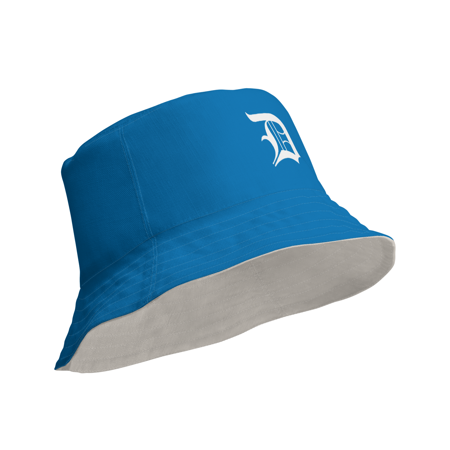 Detroit 'Old English D' Bucket Hat | Reversible - Azure/Canvas Color