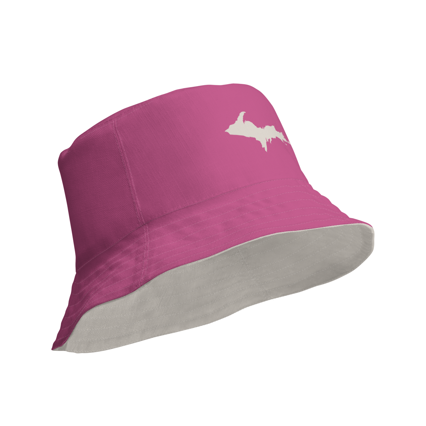 Michigan Upper Peninsula Bucket Hat | Reversible - Apple Blossom Pink/Canvas Color