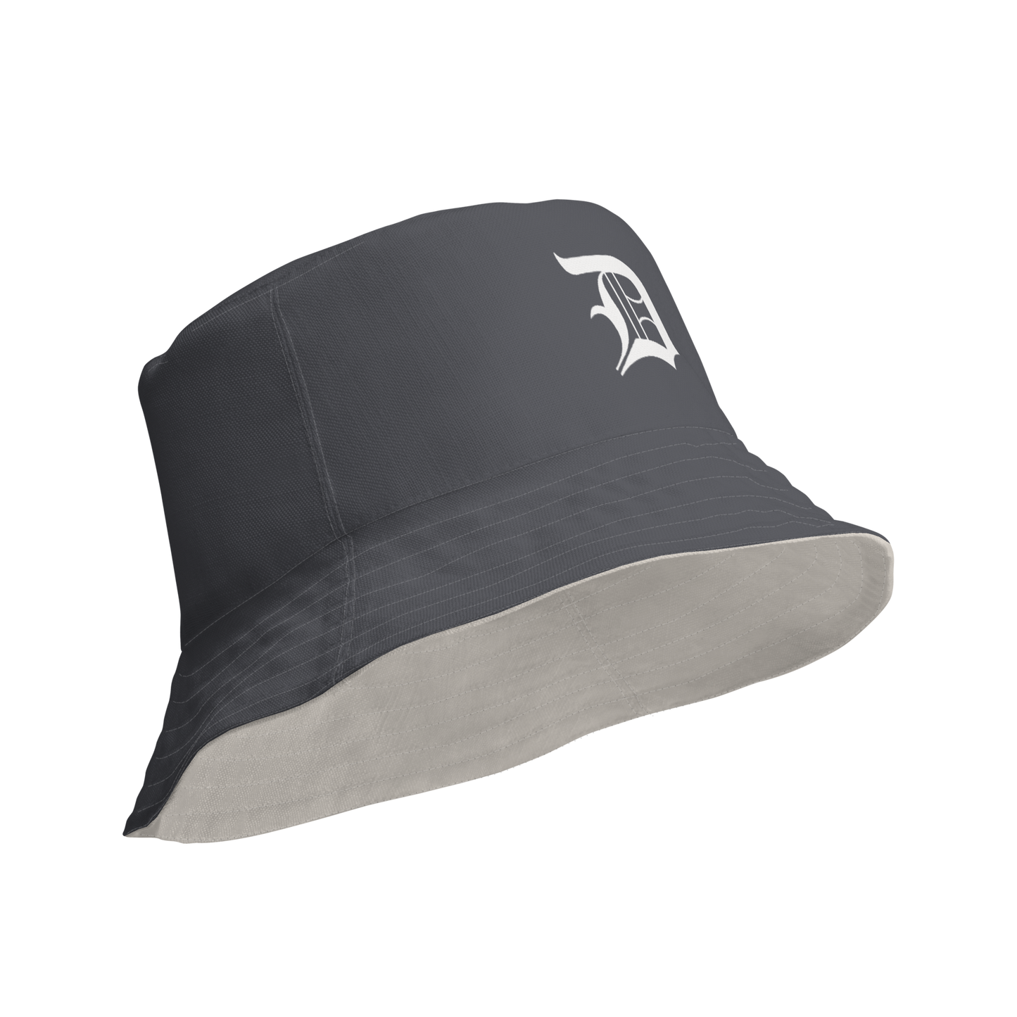 Detroit 'Old English D' Bucket Hat | Reversible - Iron Ore Grey/Canvas Color