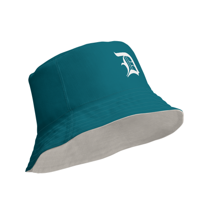 Detroit 'Old English D' Bucket Hat | Reversible - Auburn Hills Teal/Canvas Color