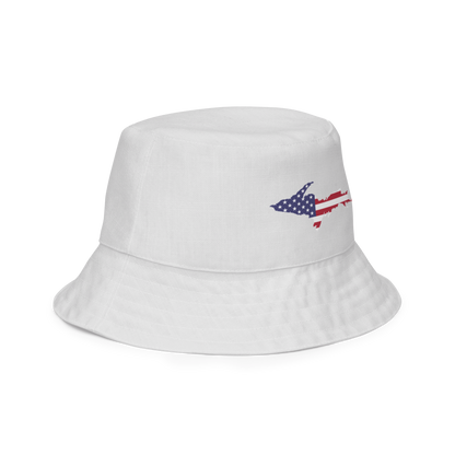 Michigan Upper Peninsula Bucket Hat (Patriot Edition) | Reversible - Birch Bark White