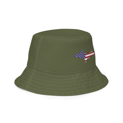 Michigan Upper Peninsula Bucket Hat (Patriot Edition) | Reversible - Army Green