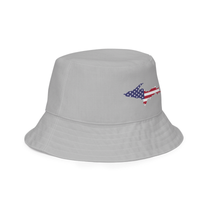 Michigan Upper Peninsula Bucket Hat (Patriot Edition) | Reversible - Silver