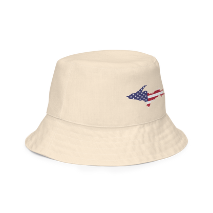 Michigan Upper Peninsula Bucket Hat (Patriot Edition) | Reversible - Champagne White