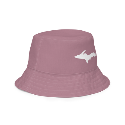 Michigan Upper Peninsula Bucket Hat (w/ UP Outline) | Reversible - Cherry Blossom Pink