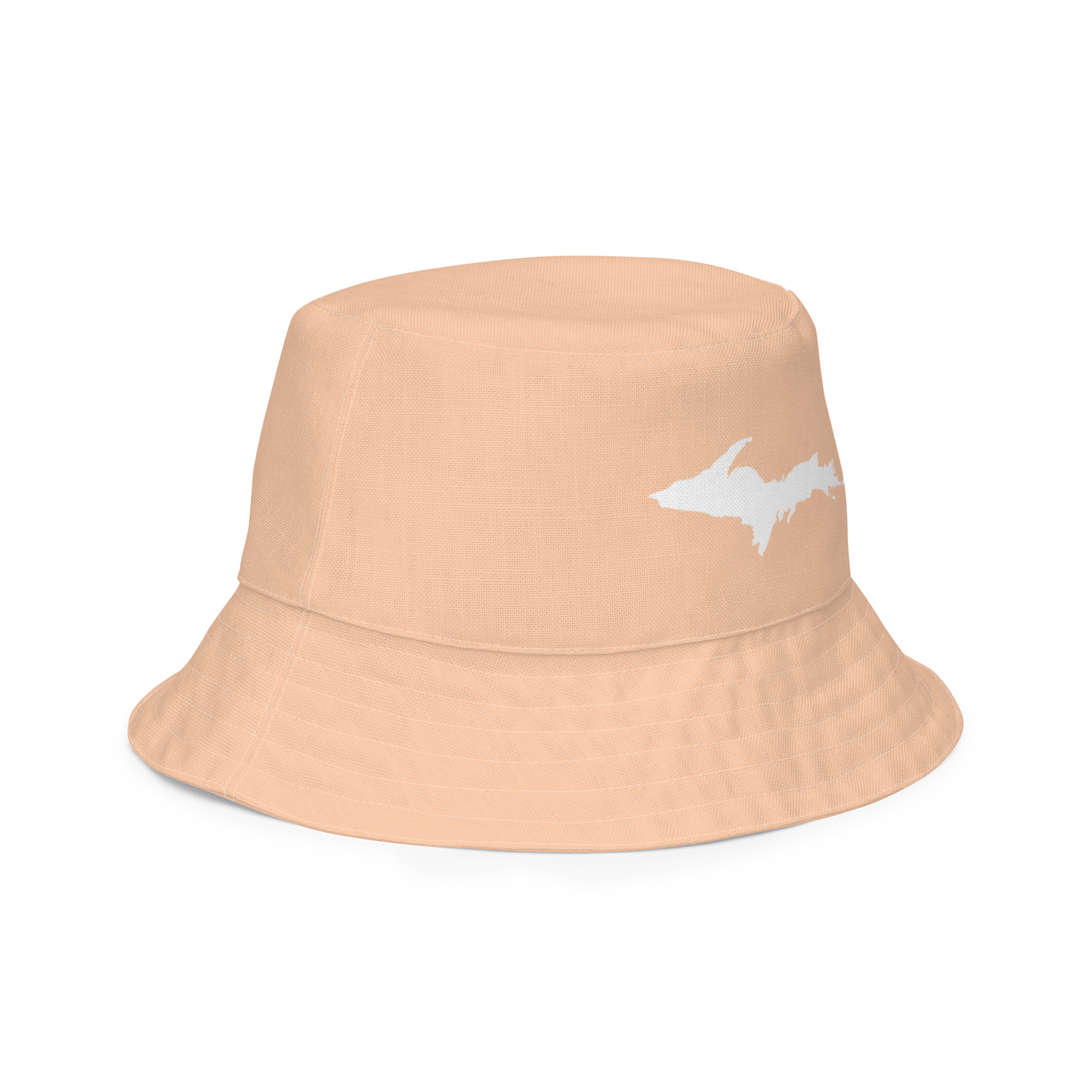 Michigan Upper Peninsula Bucket Hat (w/ UP Outline) | Reversible - Peach Color