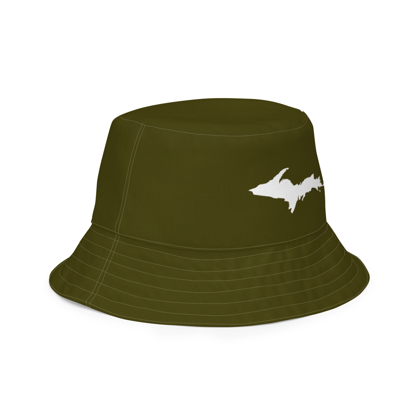 Michigan Upper Peninsula Bucket Hat (w/ UP Outline) | Reversible - Military Green