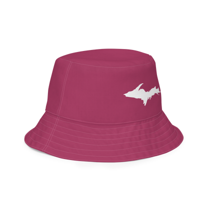 Michigan Upper Peninsula Bucket Hat (w/ UP Outline) | Reversible - Lipstick Pink