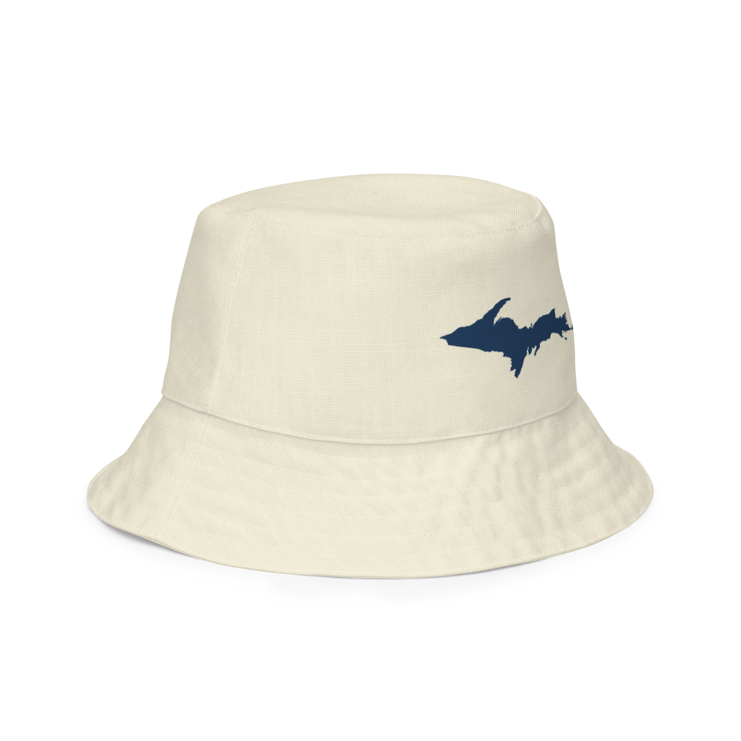 Michigan Upper Peninsula Bucket Hat (w/ Navy UP Outline) | Reversible - Ivory White