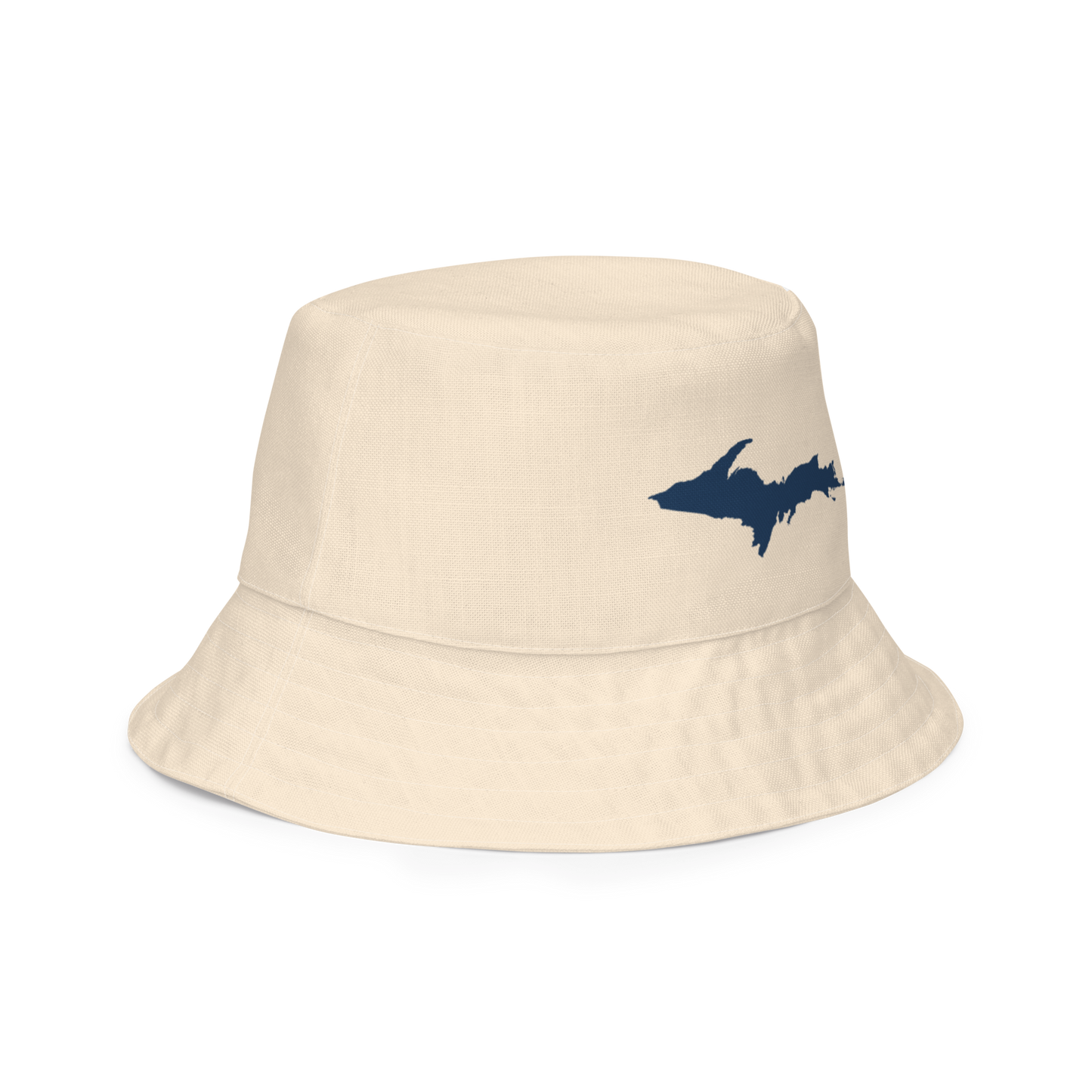 Michigan Upper Peninsula Bucket Hat (w/ Navy UP Outline) | Reversible - Champagne White