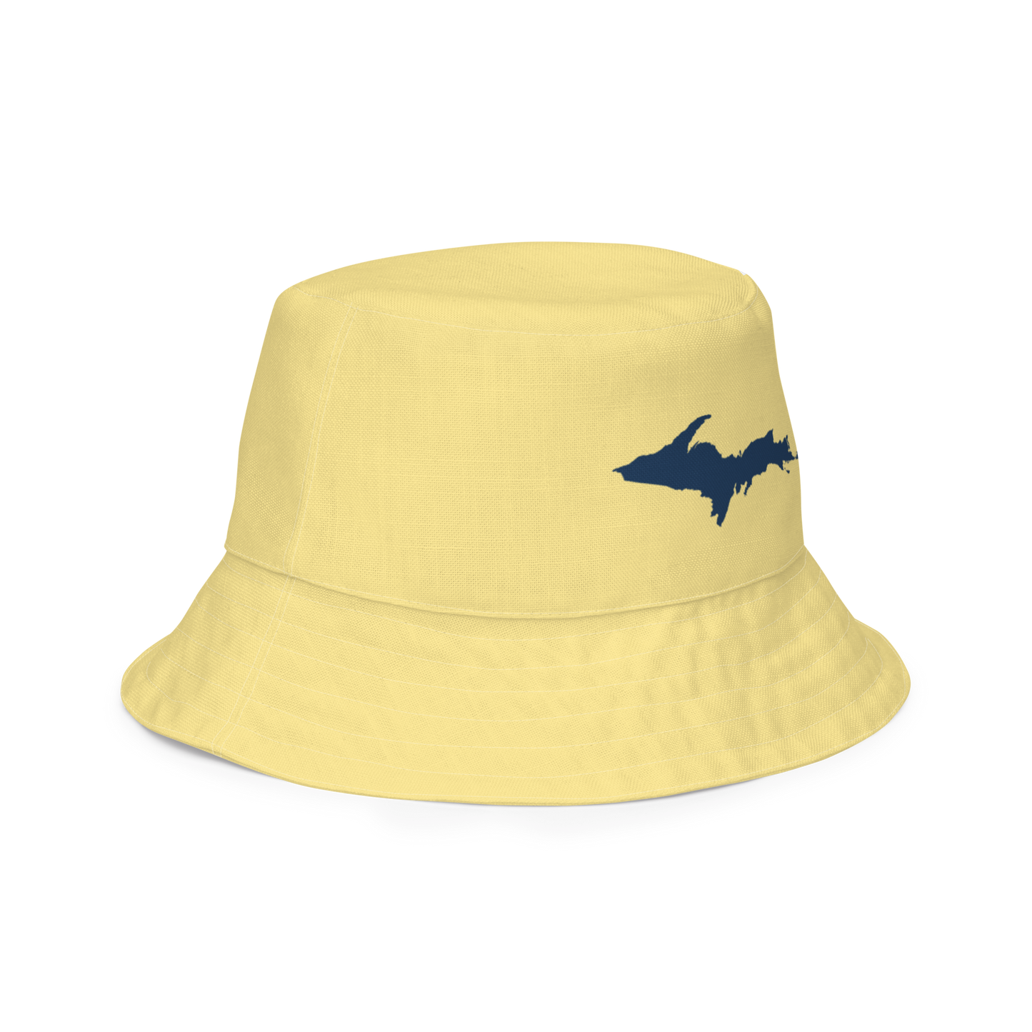 Michigan Upper Peninsula Bucket Hat (w/ Navy UP Outline) | Reversible - Cherry Yellow