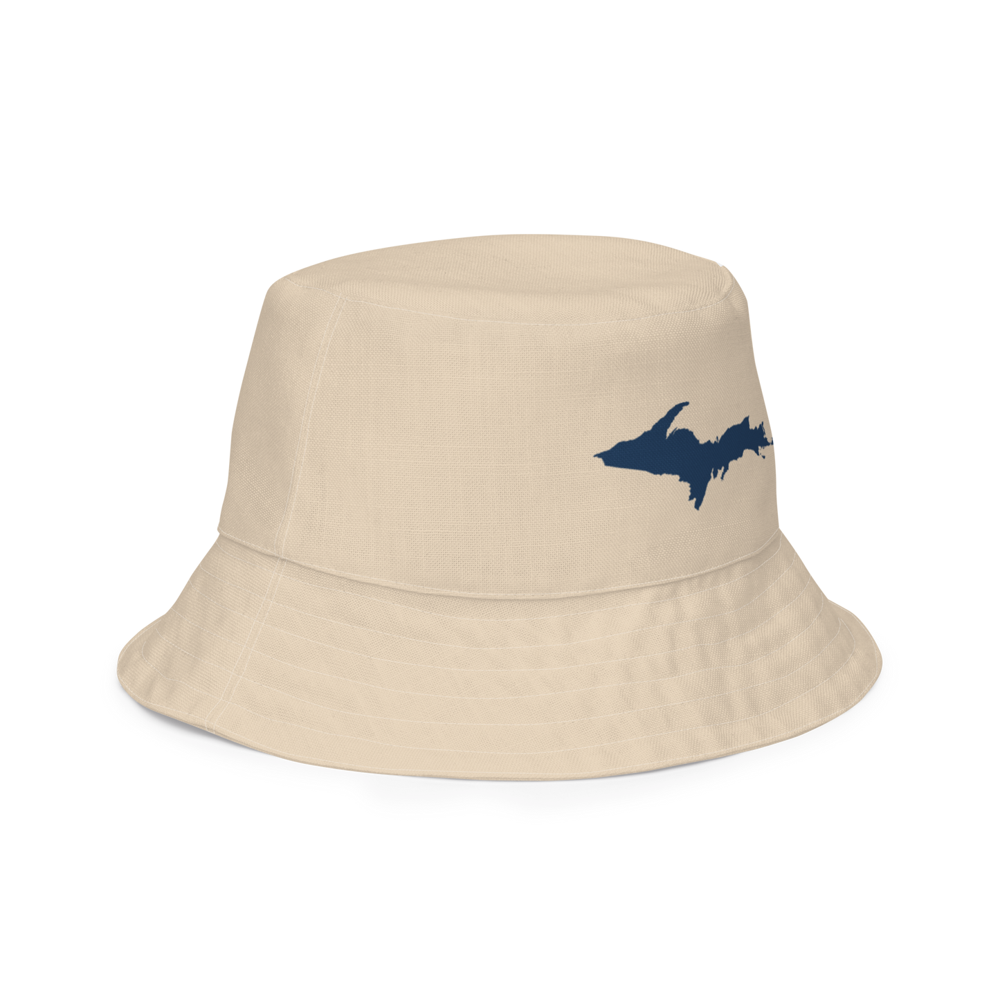 Michigan Upper Peninsula Bucket Hat (w/ Navy UP Outline) | Reversible - Canvas Color