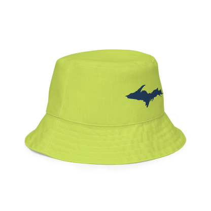 Michigan Upper Peninsula Bucket Hat (w/ Navy UP Outline) | Reversible - Green Gooseberry